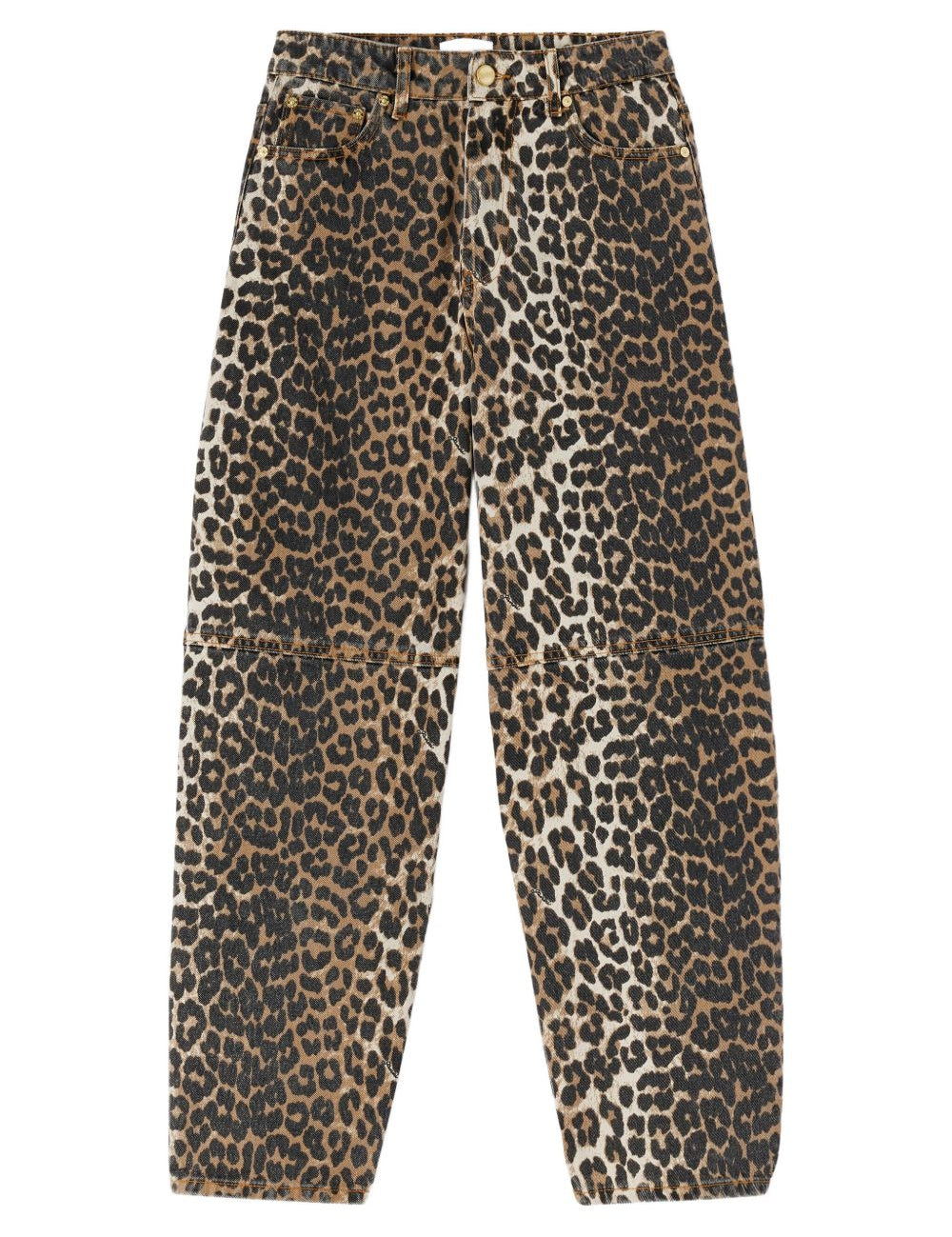 Jeans con stampa leopardata in marrone Ganni - donna 