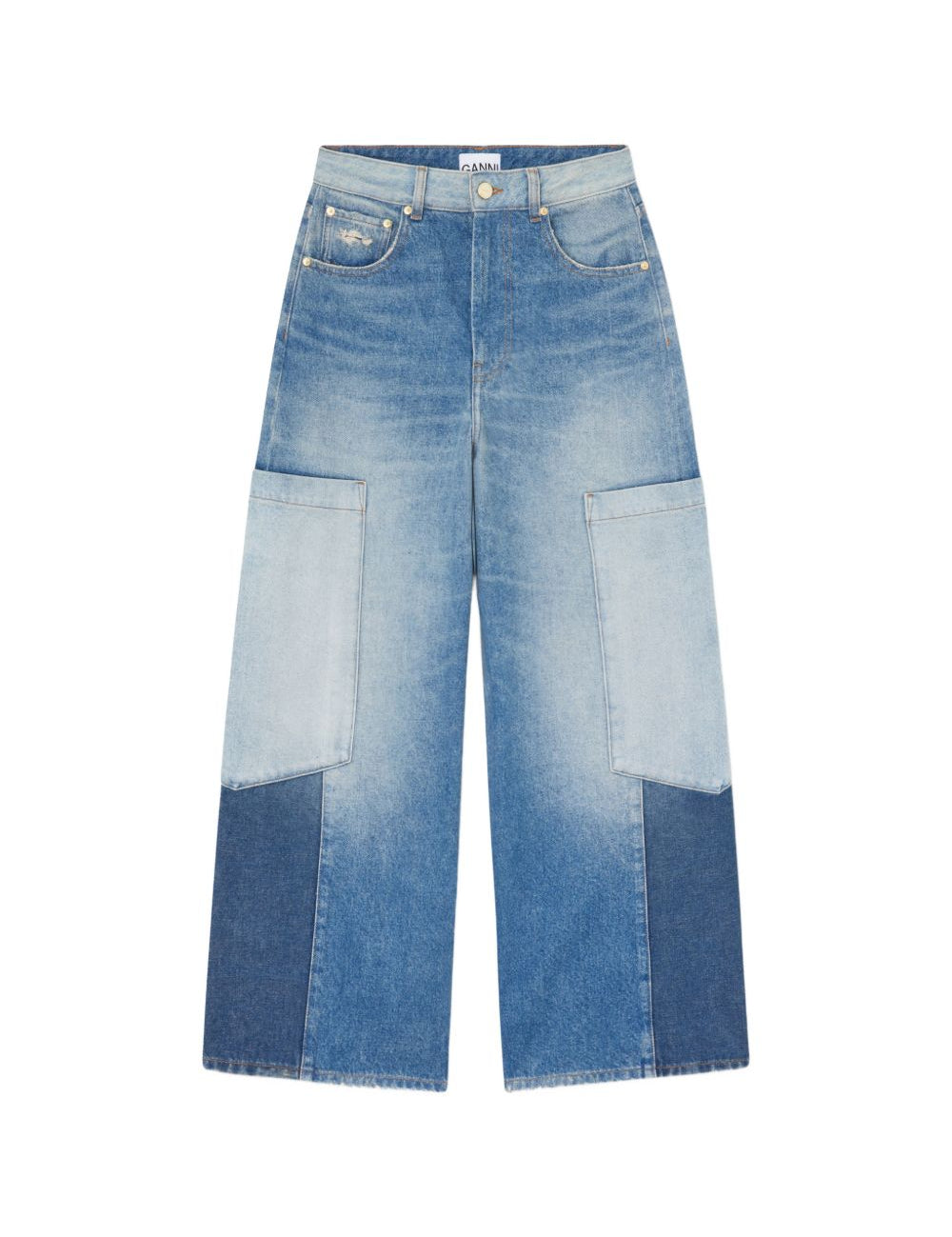 Jeans patchwork in blu 