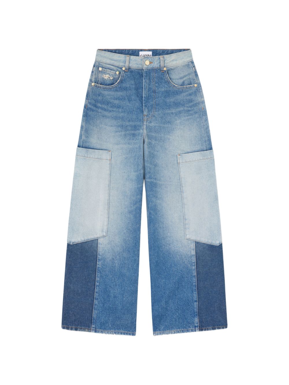 Jeans patchwork in blu 