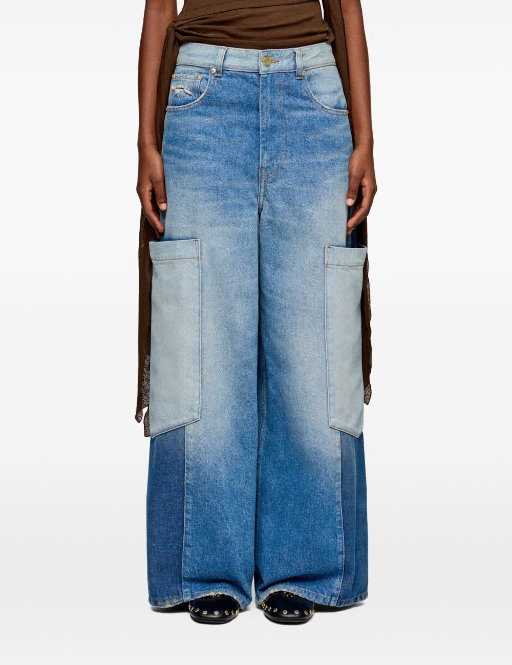 Jeans patchwork in blu 