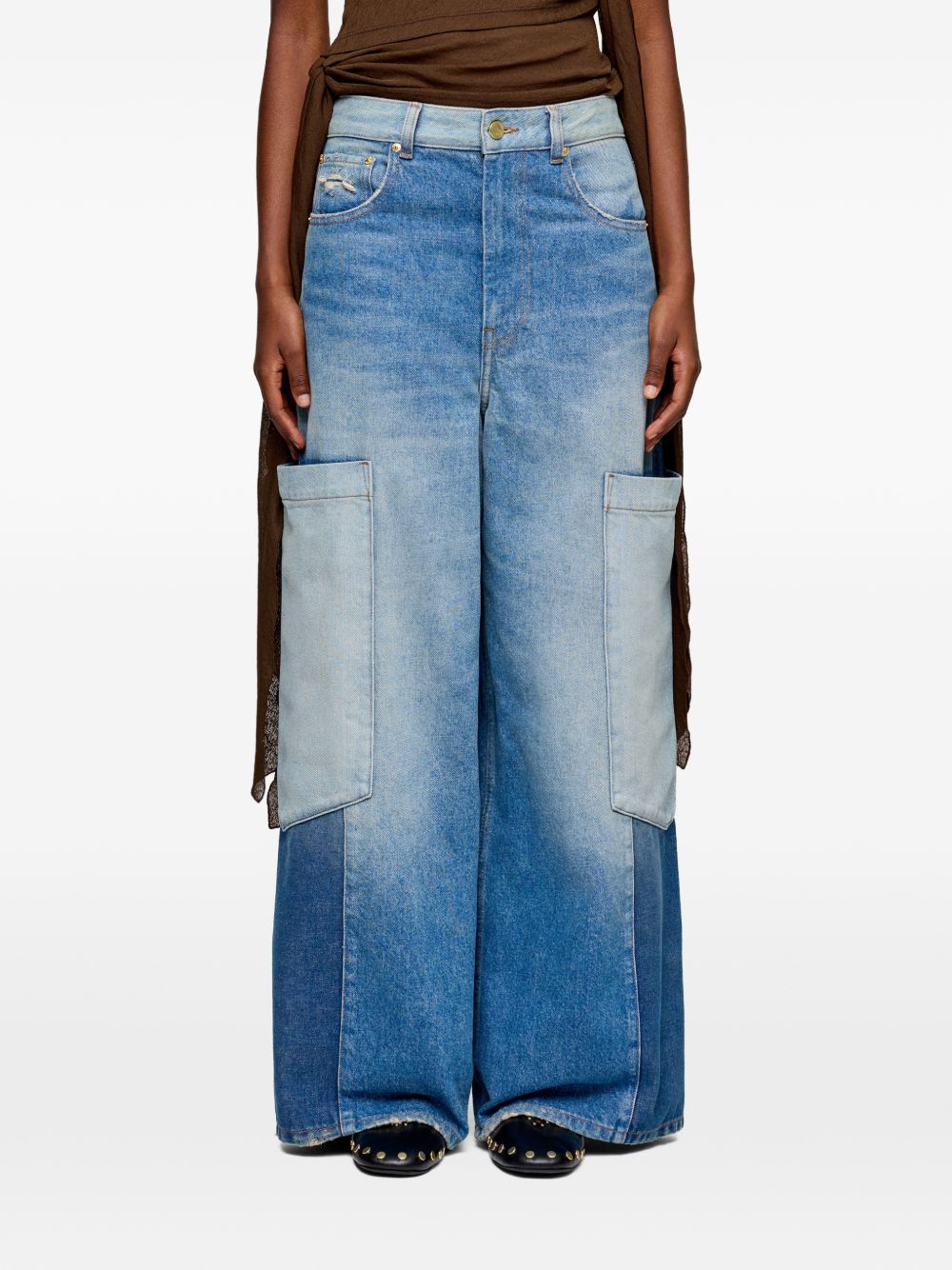 Jeans patchwork in blu 