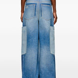Jeans patchwork in blu 