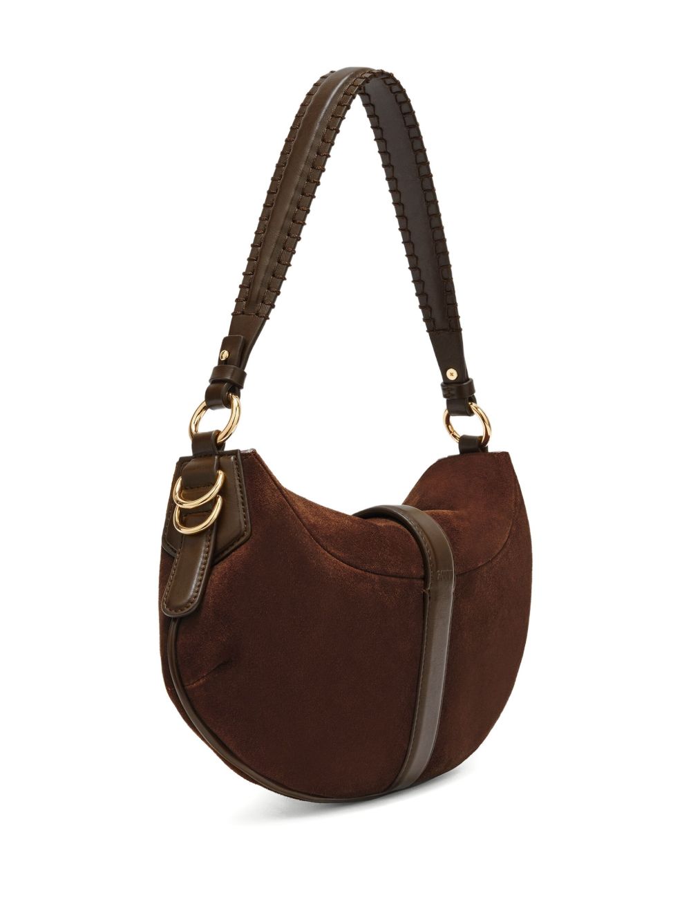 Borsa a spalla Kat Baguette in suede marrone Ganni - donna 