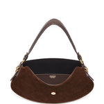 Borsa a spalla Kat Baguette in suede marrone Ganni - donna 