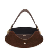 Borsa a spalla Kat Baguette in suede marrone Ganni - donna 