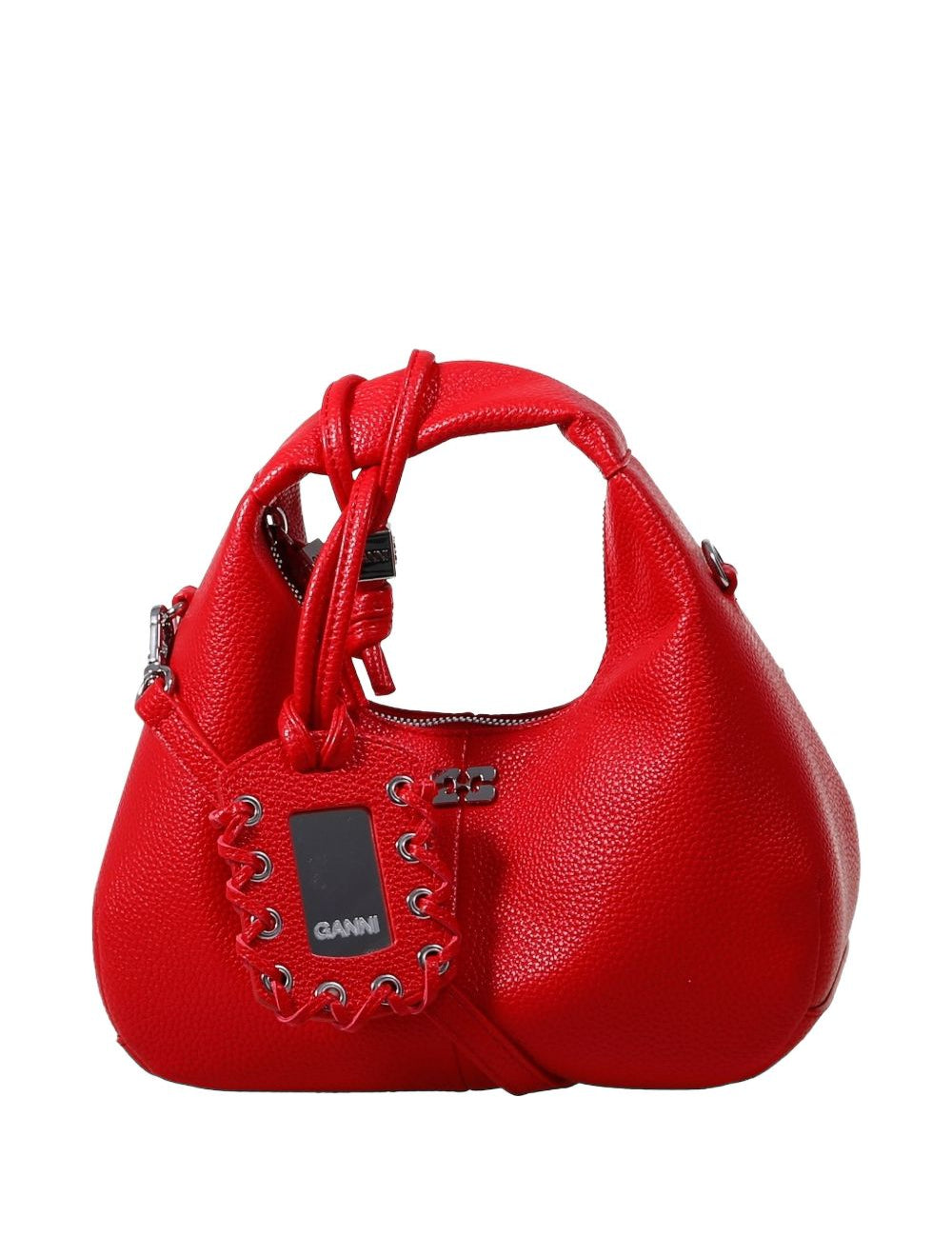 Borsa Mini Hobo con lacci in rosso Ganni - donna 