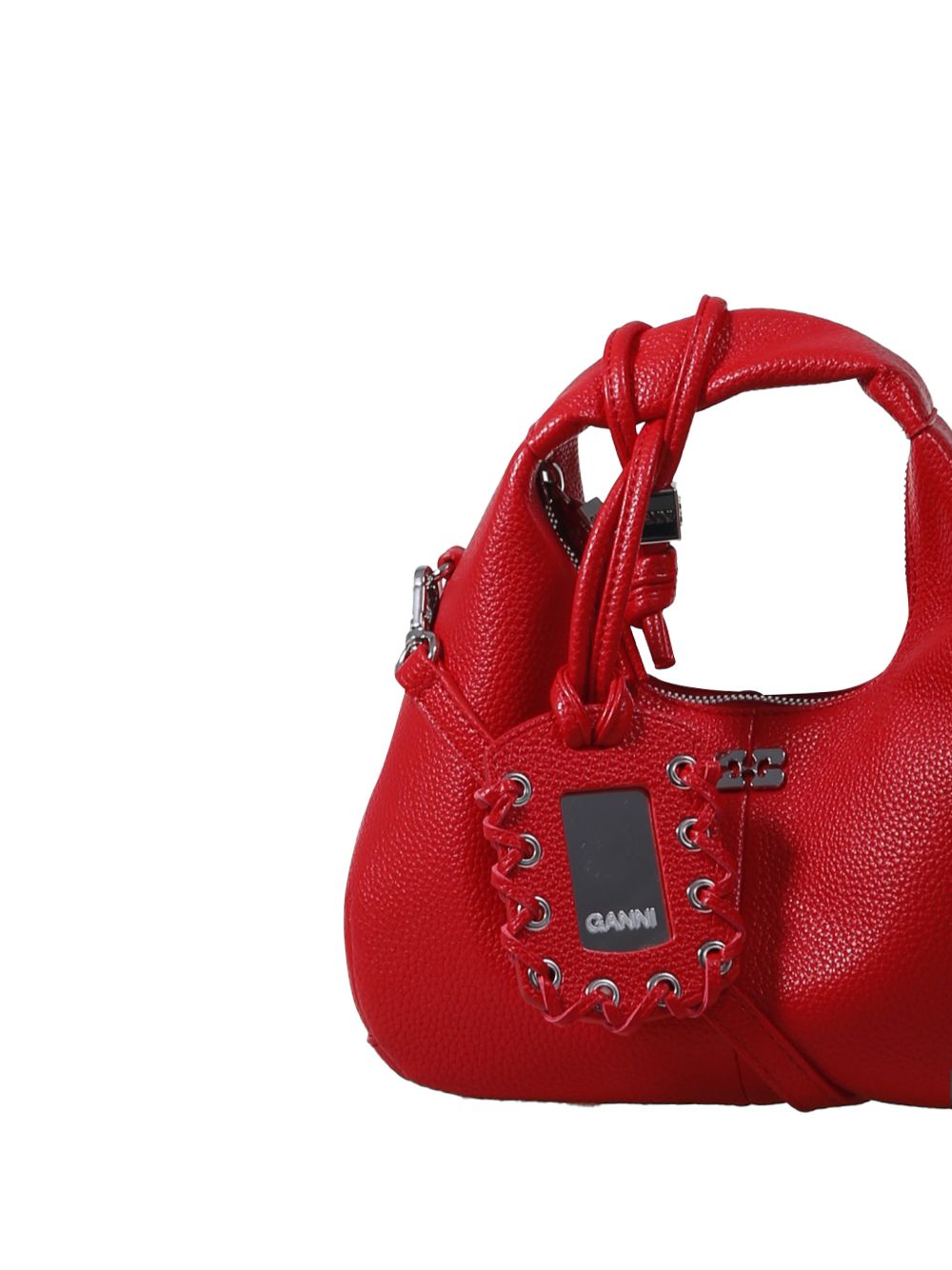 Borsa Mini Hobo con lacci in rosso Ganni - donna 