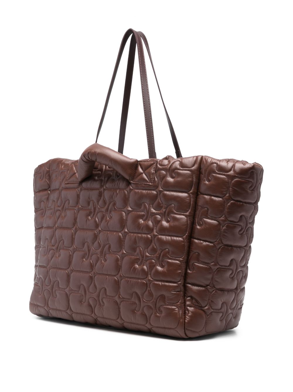 Borsa tote xxl trapuntata in marrone Ganni - donna 