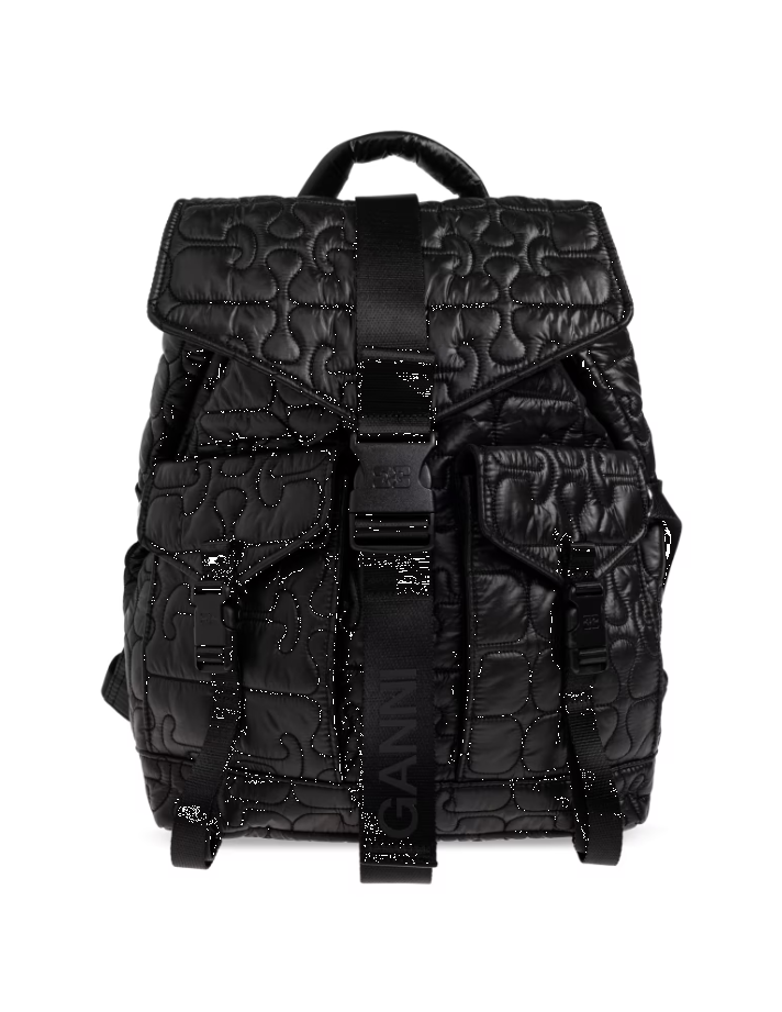 Zaino Trapuntato re-tech in nero Ganni - donna 