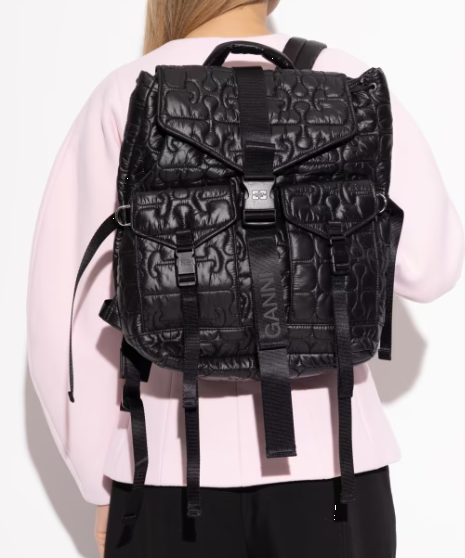 Zaino Trapuntato re-tech in nero Ganni - donna 