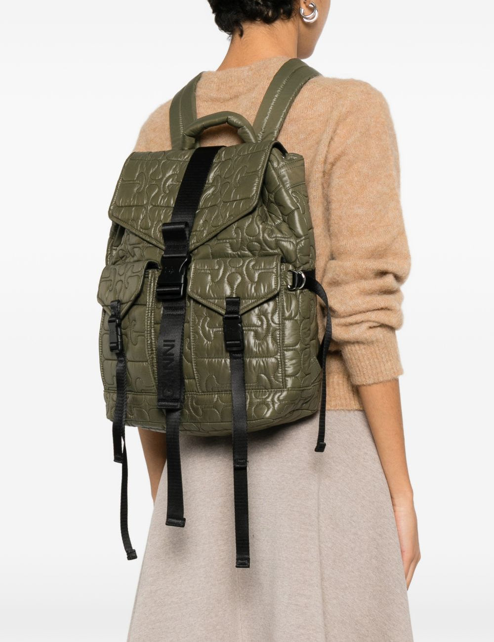 Zaino trapuntato in verde Ganni - donna 