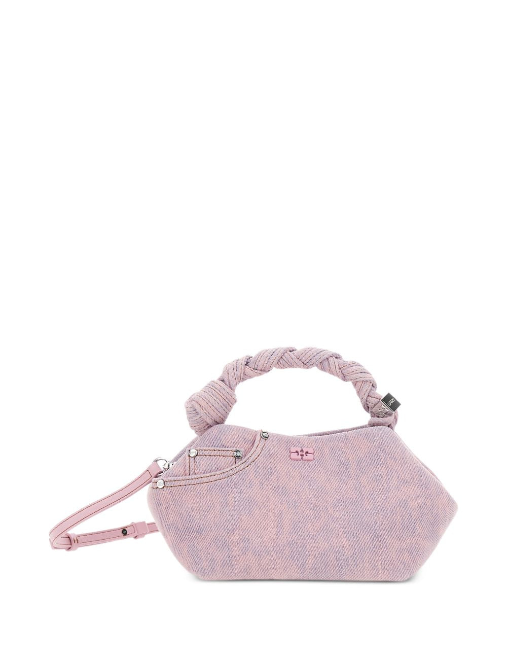 Borsa a mano bou small in denim rosa Ganni - donna 