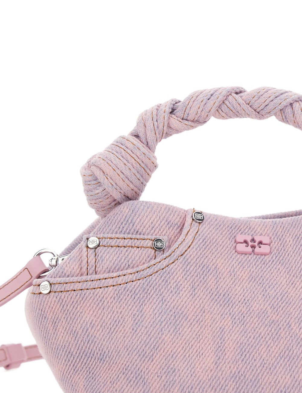 Borsa a mano bou small in denim rosa Ganni - donna 