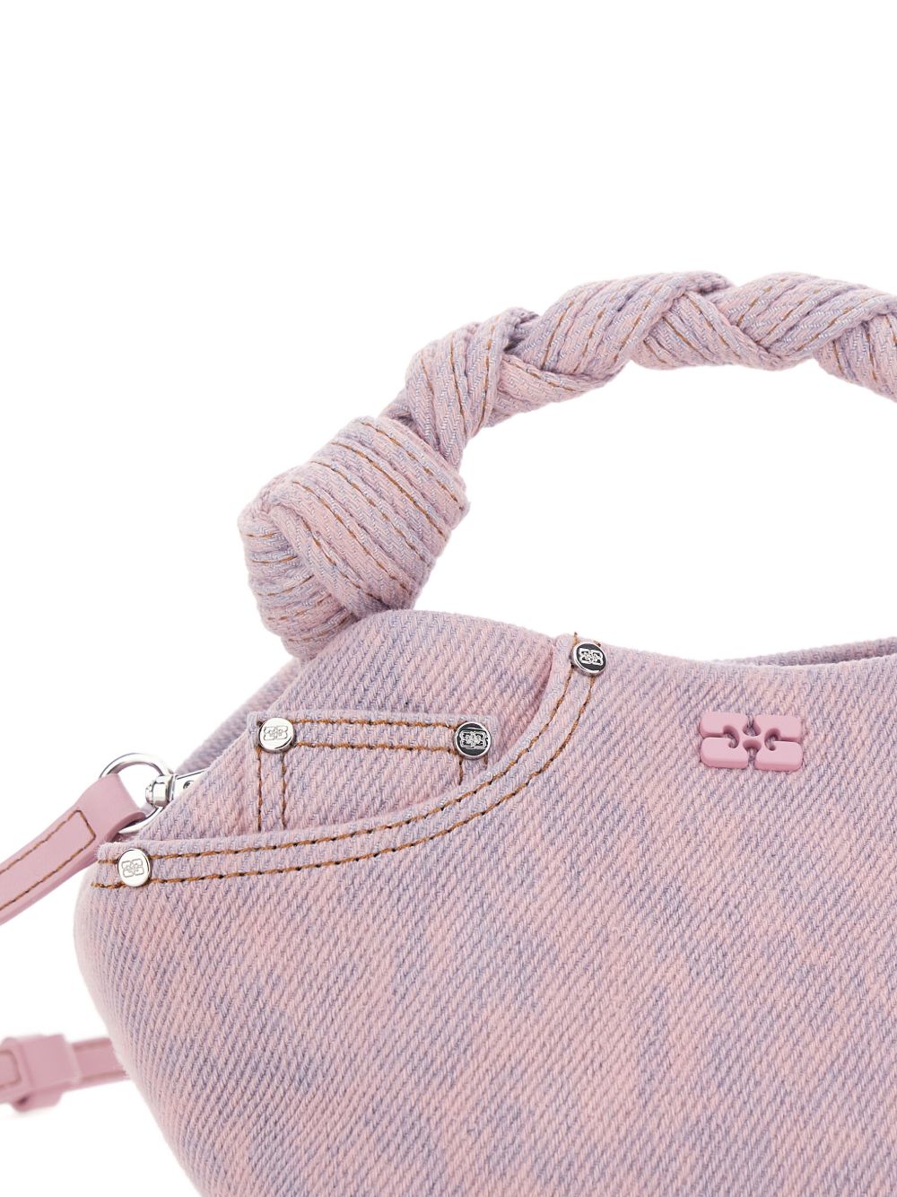 Borsa a mano bou small in denim rosa Ganni - donna 