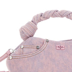 Borsa a mano bou small in denim rosa Ganni - donna 