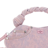 Borsa a mano bou small in denim rosa Ganni - donna 