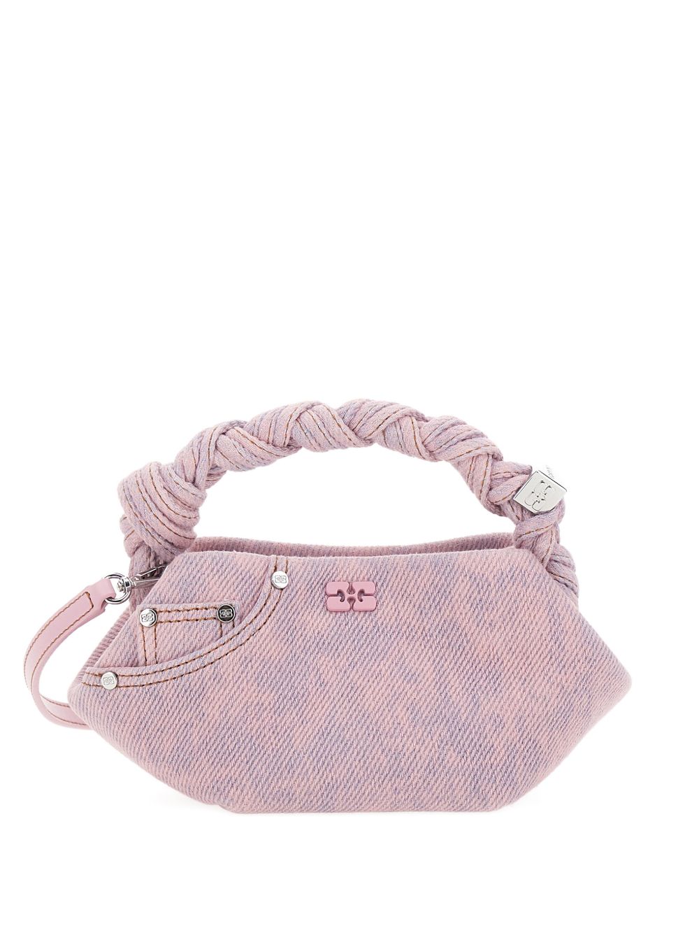 Borsa a mano bou mini in denim rosa Ganni - donna 