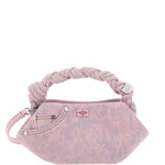Borsa a mano bou mini in denim rosa Ganni - donna 