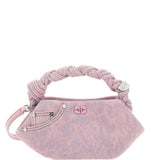 Borsa a mano bou mini in denim rosa Ganni - donna 