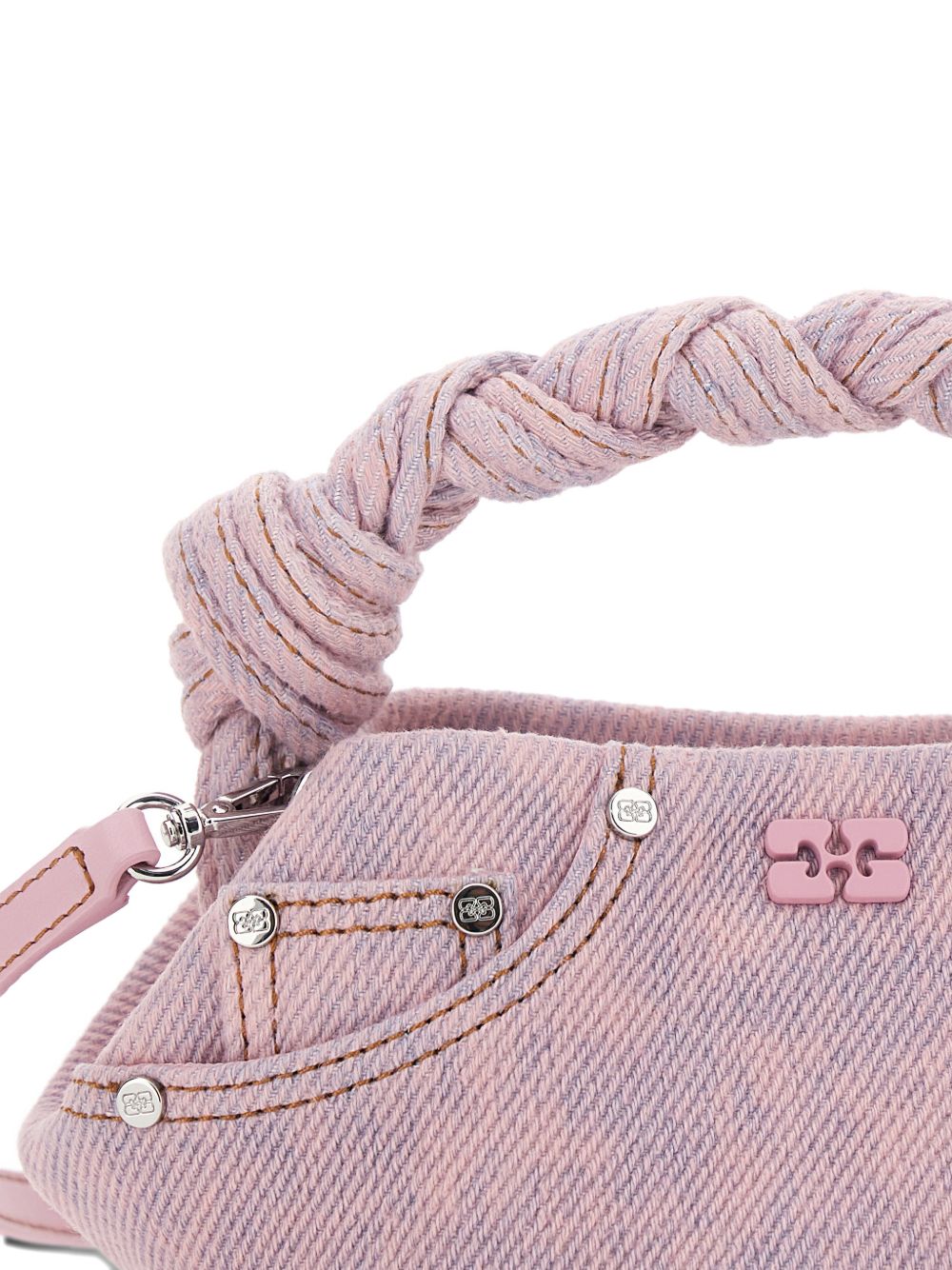 Borsa a mano bou mini in denim rosa Ganni - donna 