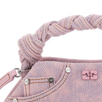 Borsa a mano bou mini in denim rosa Ganni - donna 