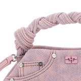 Borsa a mano bou mini in denim rosa Ganni - donna 