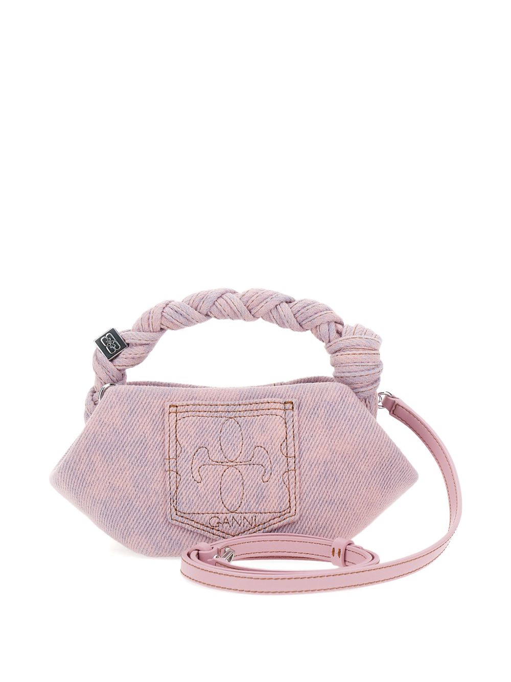 Borsa a mano bou mini in denim rosa Ganni - donna 