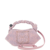 Borsa a mano bou mini in denim rosa Ganni - donna 
