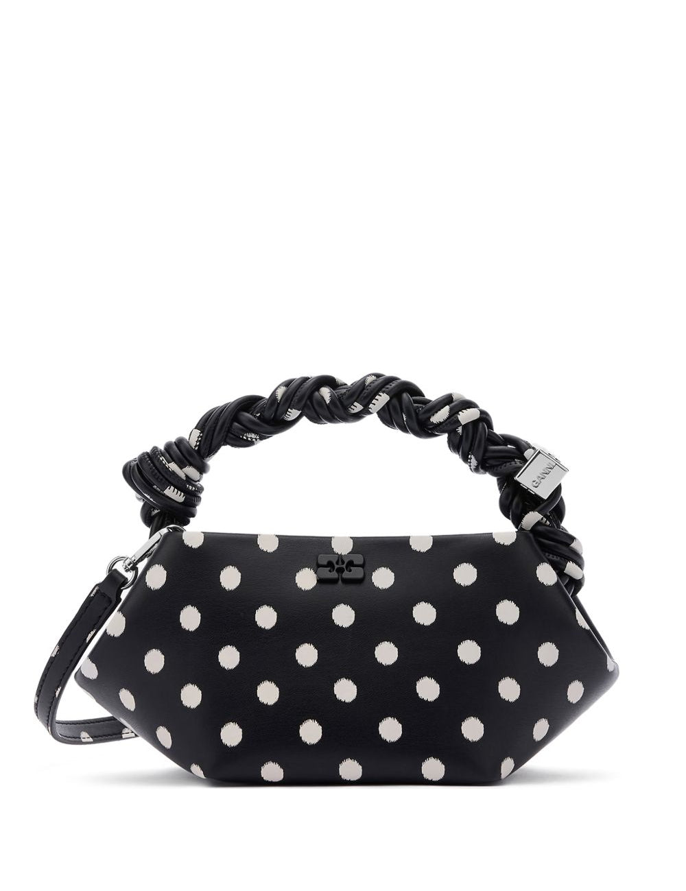 Borsa a mano bou mini con pois nero Ganni - donna 