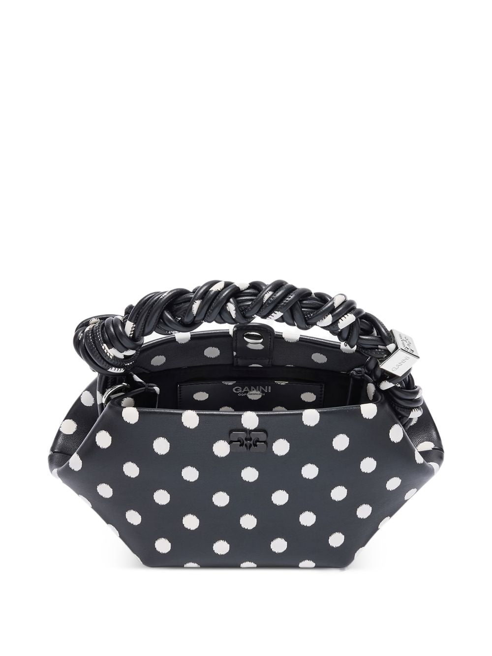 Borsa a mano bou mini con pois nero Ganni - donna 