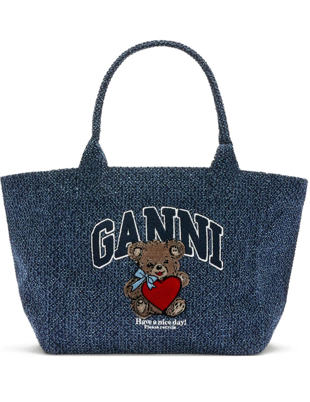 Borsa tote con stampa in blu Ganni - donna 