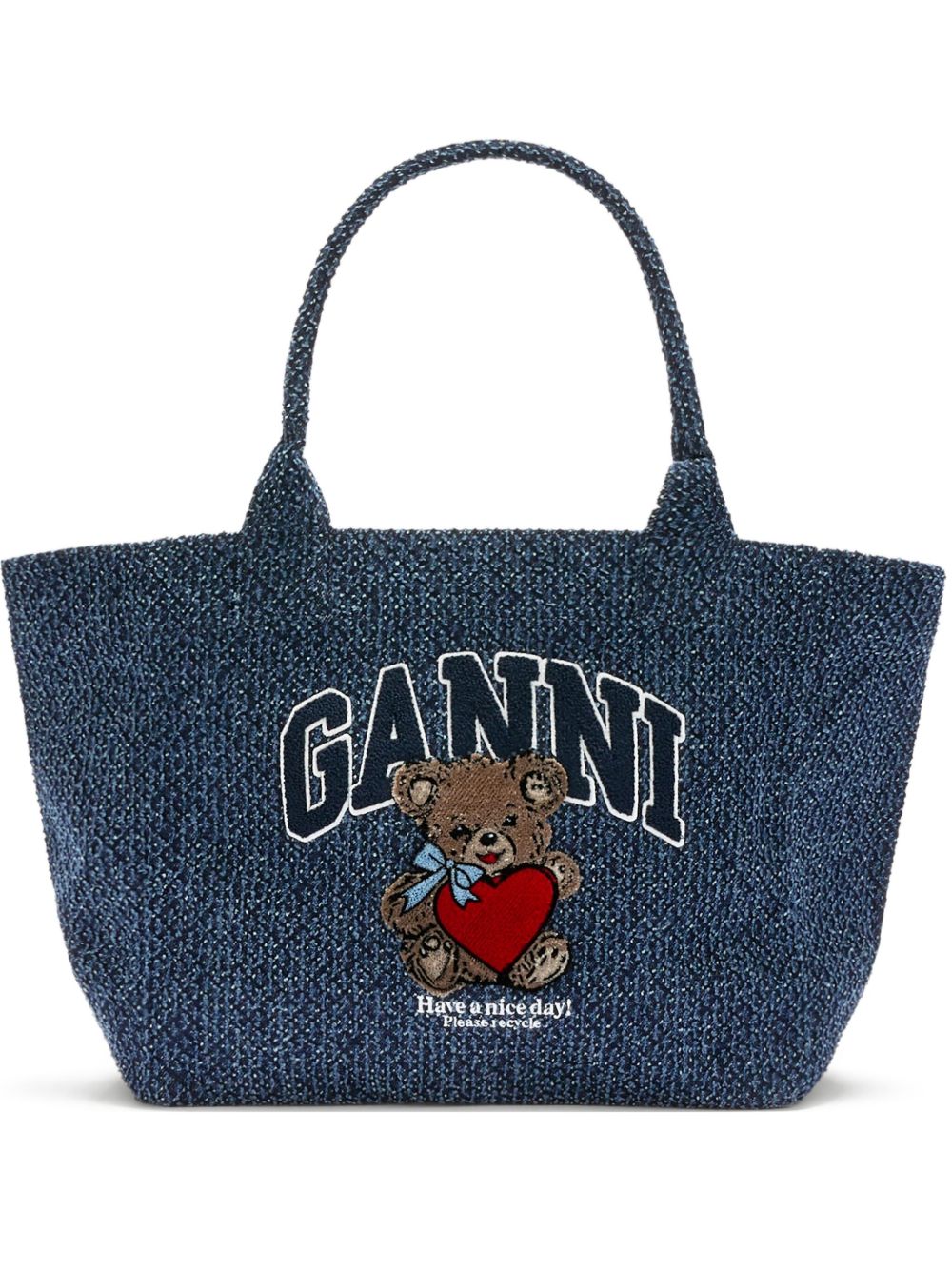 Borsa tote con stampa in blu Ganni - donna 