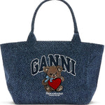 Borsa tote con stampa in blu Ganni - donna 