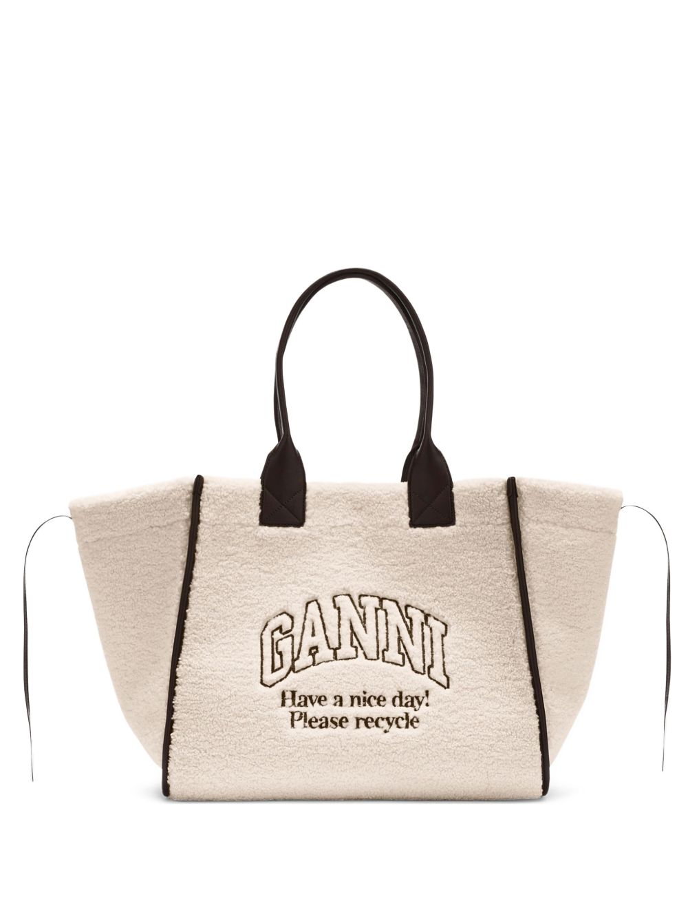 Borsa tote con logo in avorio Ganni - donna 