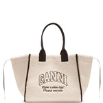 Borsa tote con logo in avorio Ganni - donna 