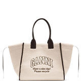 Borsa tote con logo in avorio Ganni - donna 