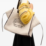 Borsa tote con logo in avorio Ganni - donna 