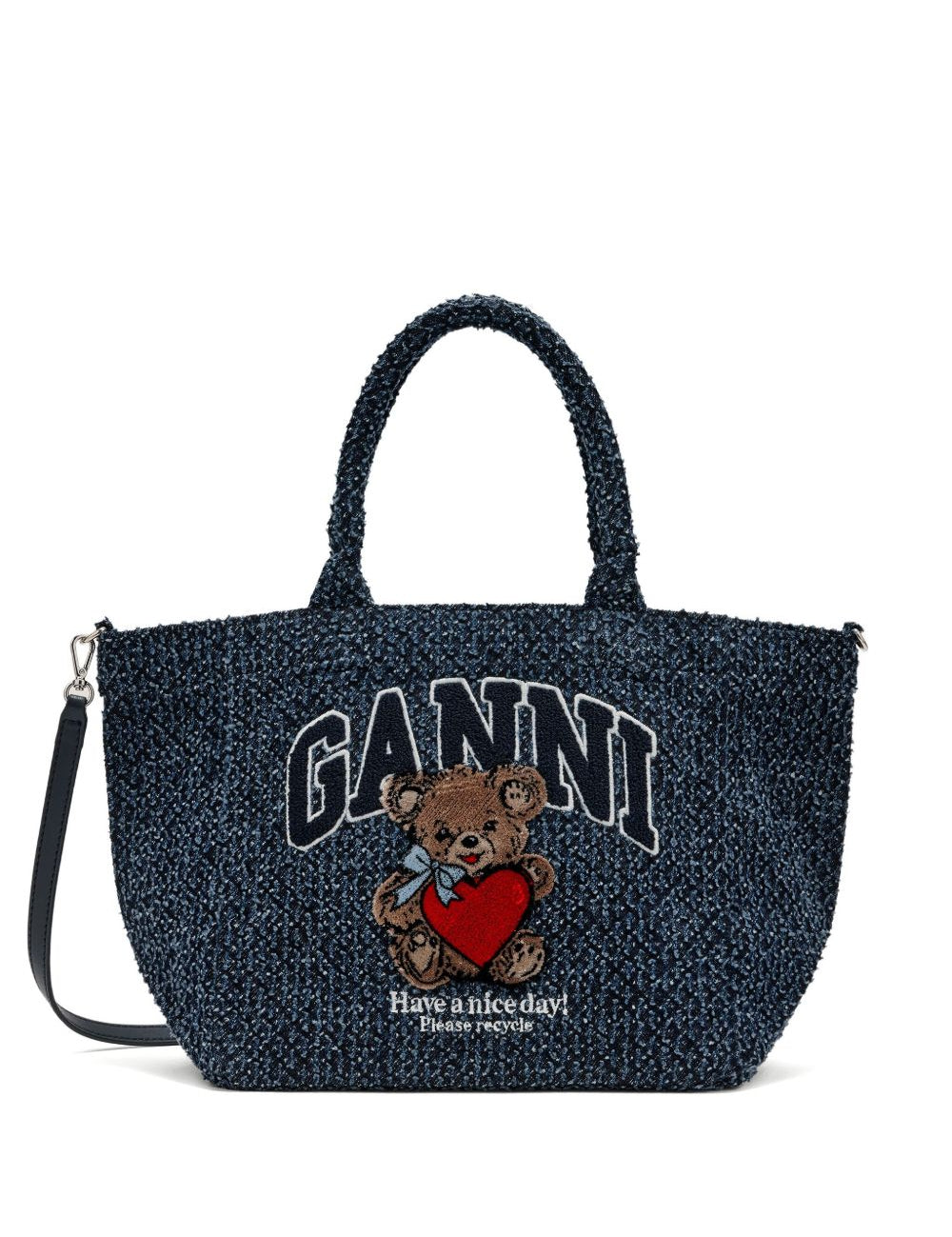 Borsa tote media con stampa in blu Ganni - donna 