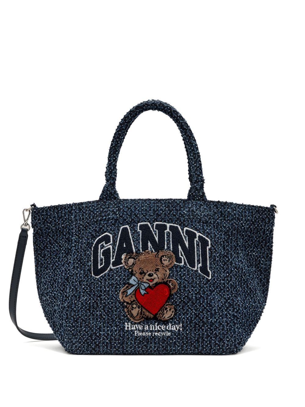 Borsa tote media con stampa in blu Ganni - donna 