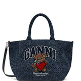 Borsa tote media con stampa in blu Ganni - donna 