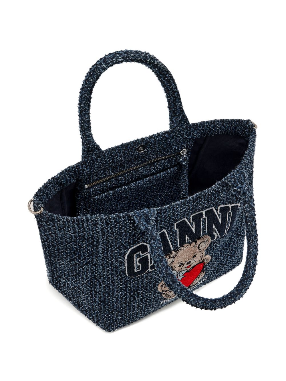 Borsa tote media con stampa in blu Ganni - donna 