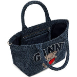 Borsa tote media con stampa in blu Ganni - donna 
