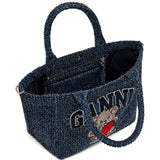 Borsa tote media con stampa in blu Ganni - donna 