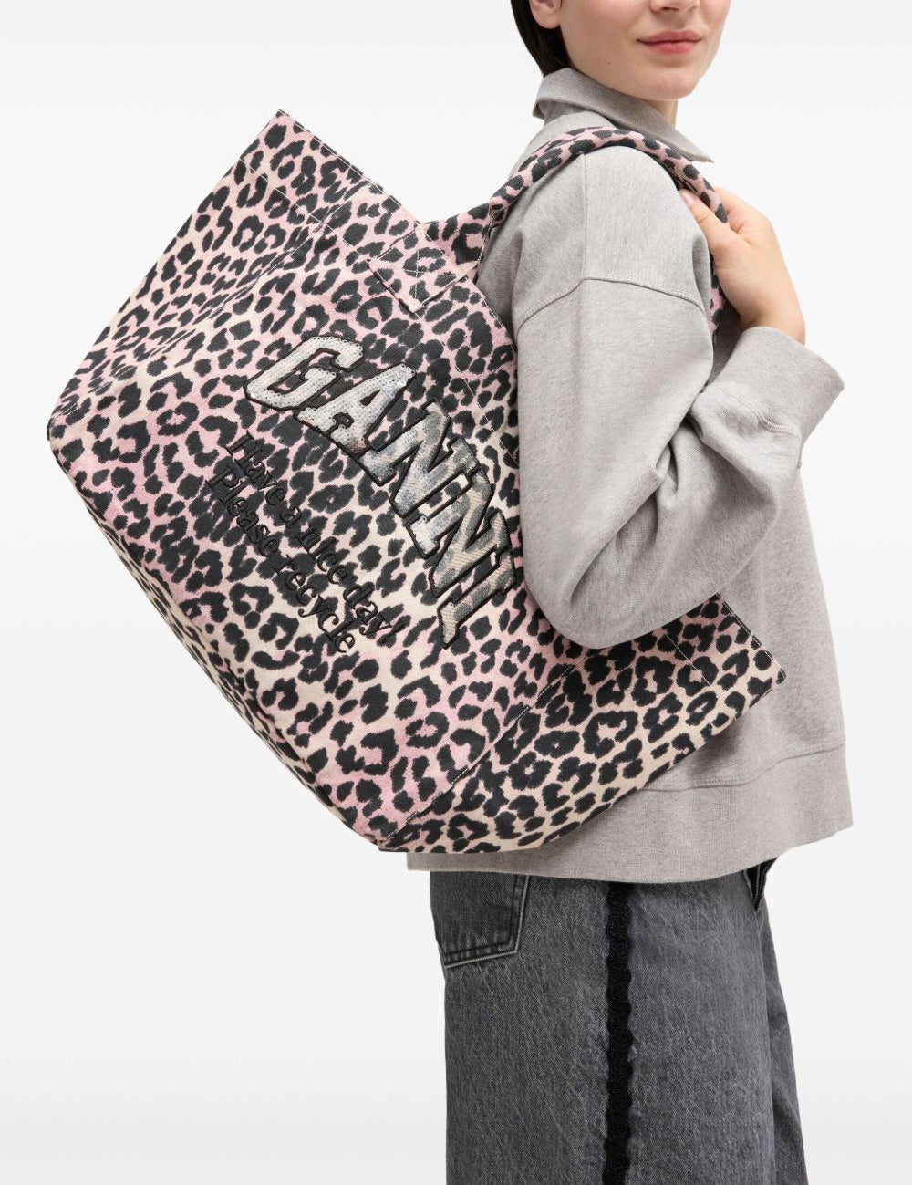 Borsa tote con stampa animalier Ganni - donna 