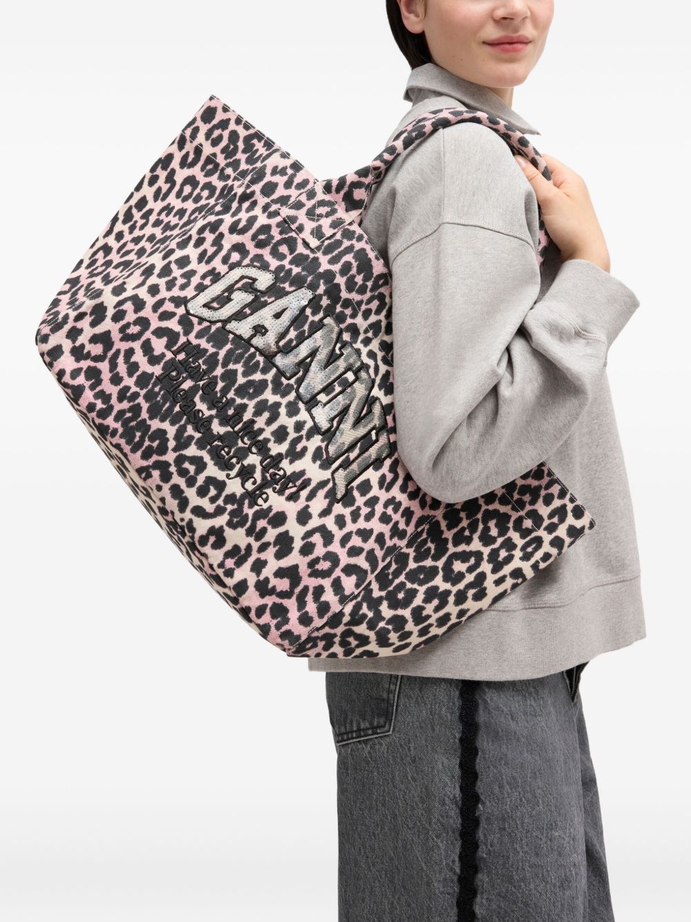 Borsa tote con stampa animalier Ganni - donna 