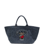 Borsa tote ricamo teddy in blu Ganni - donna 