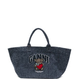 Borsa tote ricamo teddy in blu Ganni - donna 