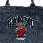 Borsa tote ricamo teddy in blu Ganni - donna 