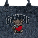 Borsa tote ricamo teddy in blu Ganni - donna 