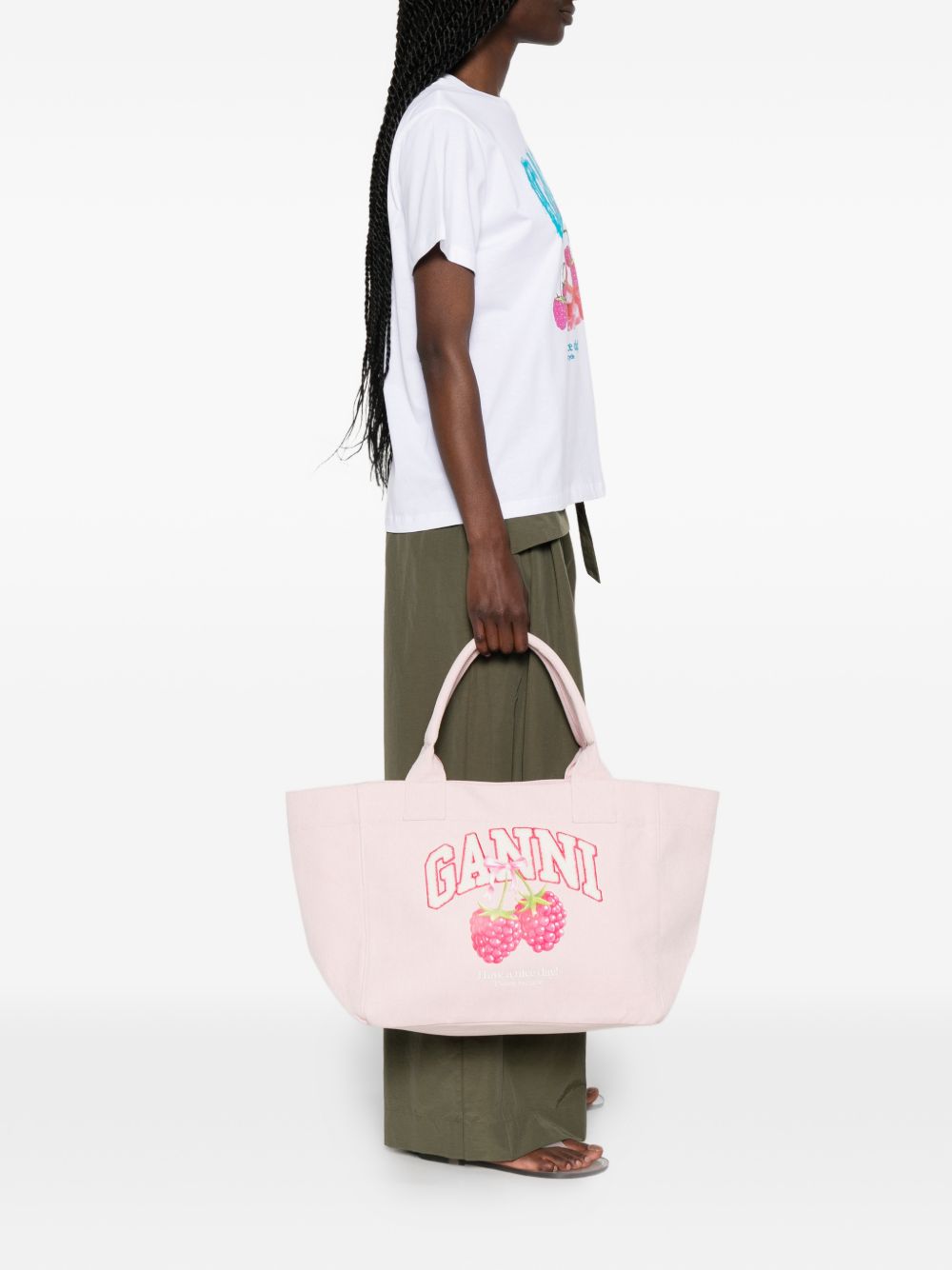 Borsa tote con logo medium in rosa 